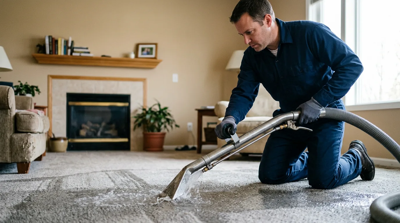 Water damage restoration technician working near Avoca, IA